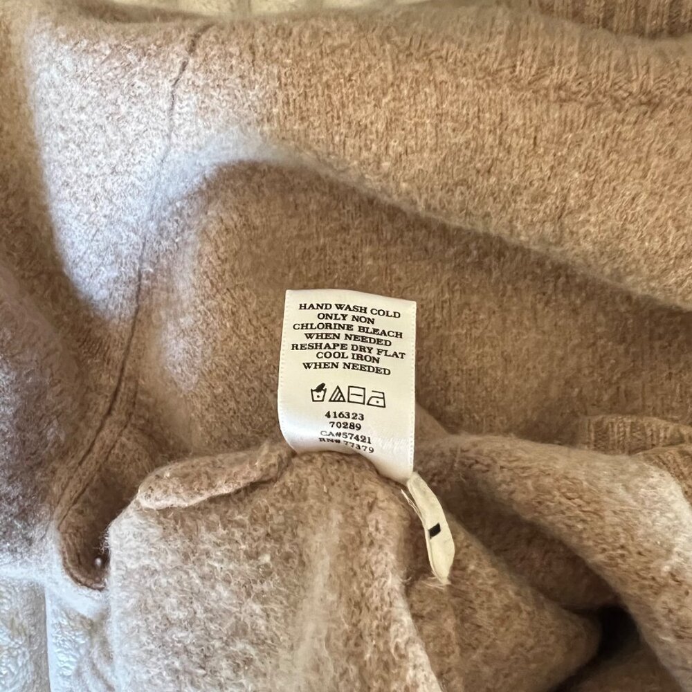 Ann Taylor Tan Beige Wool & Cashmere Turtleneck Minimalist Chic Sweater Petite L - Picture 5 of 11
